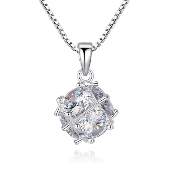 Stone Necklace Jewelry - New AAA Cubic Zirconia Gold Plated Ball Pendant
